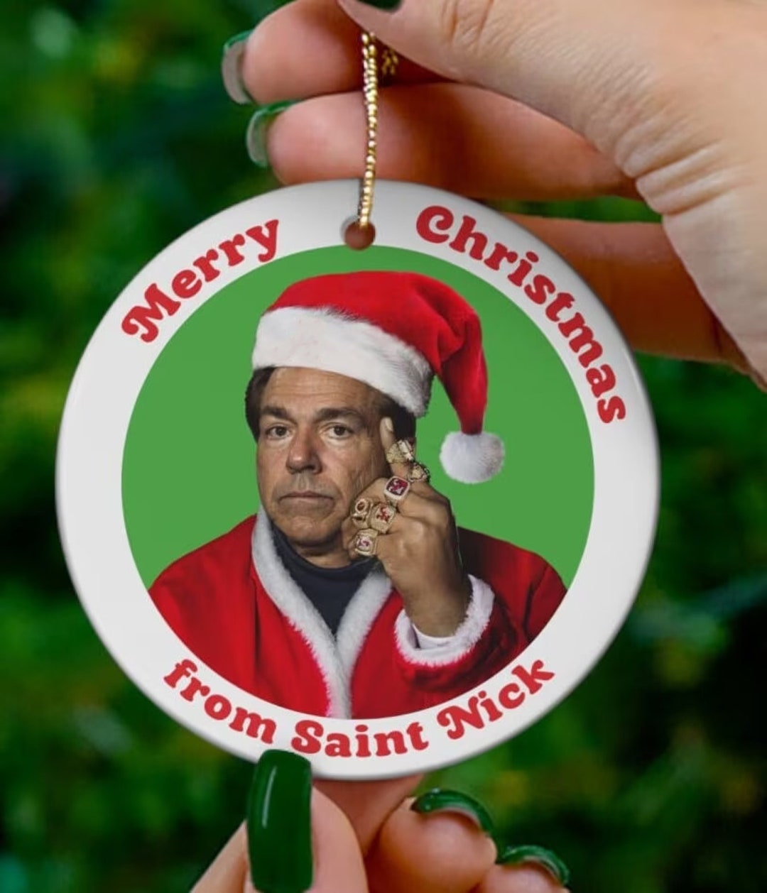 Nick Saban Christmas Ornament Merry Christmas From Saint Nick Funny ...