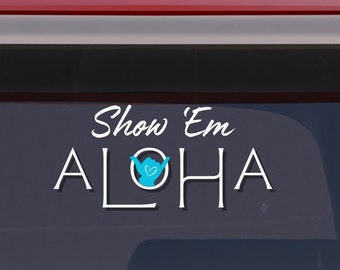 Muéstralos Aloha de Maui Logo Pegatina para parachoques / Calcomanía de vinilo con corte de beso / Marca oficial con sede en Hawái / Pegatina versátil de Maui para computadora