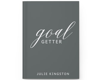 Personalized Goal Journal | Hardcover Gray Matte Notebook | Ruled Line Motivational Diary | Goal Getter with Name | Entrepreneur Gift