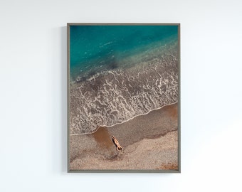 Art mural imprimable Femme sur la plage, affiche de l'océan, téléchargement numérique instantané