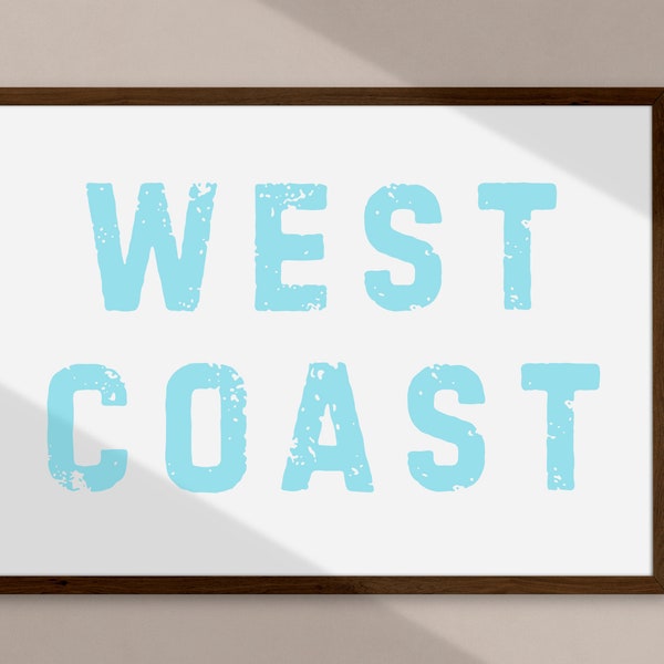 West Coast Printable Wall Art | Coastal Cowgirl Wall Decor  | Blue Aqua Digital Print Coastal | Dorm Room Beach Aesthetic Trendy Prints