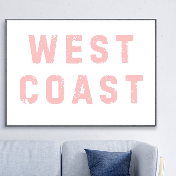West Coast Printable Wall Art | Coastal Cowgirl Wall Decor | Pink Coral Digital Print Coastal | Dorm Room Beach Aesthetic Trendy Prints