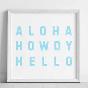 Aloha Howdy Hello Print: Coastal Cowgirl Western Art (Digital Download