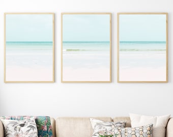 Pastel Beach Prints Set: Coastal Wall Art, Boho Home Decor (Digital Download)