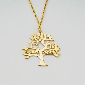 Colar delicado da Árvore da Vida, colar com nomes de família personalizados, presente para ela, colar com letras personalizadas, joias personalizadas para a família.