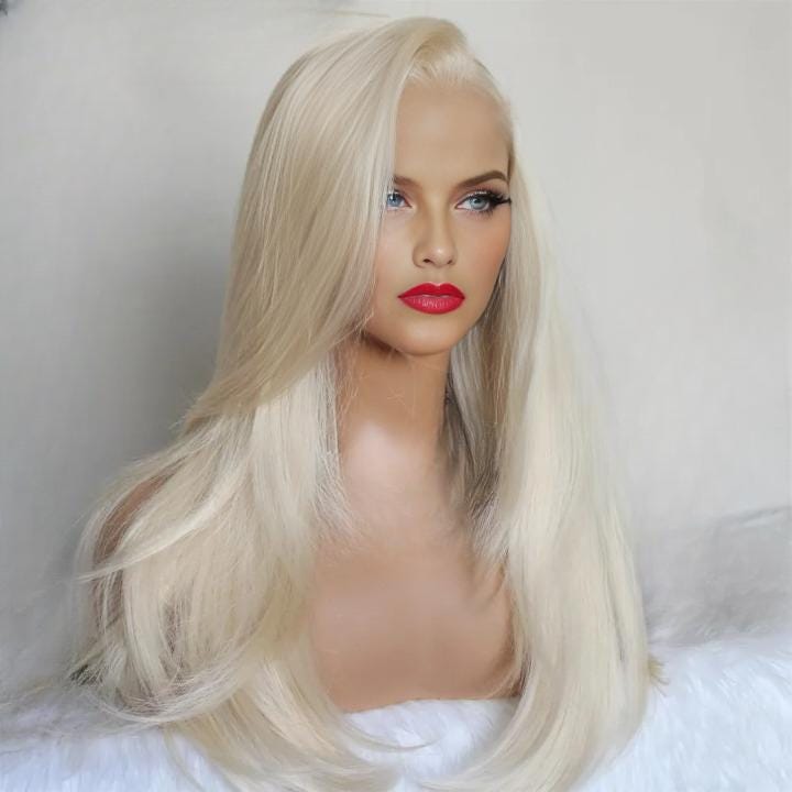22 Inch Platinum Blonde Layered Lace Front Wig | Ultra HD  display picture 1