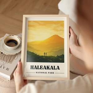 Haleakala Travel Poster Hawaii Vintage Travel Print Haleakala Art Print Hawaii Hiking Gift Haleakala Summit Digital Art Maui Wall Art Print