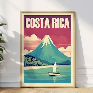 Costa Rica Vintage Travel Poster, Costa Rica Art Print, Tropical Wall Art, Exotic Destination Gift For Travelers, Costa Rica Wall Art Gift