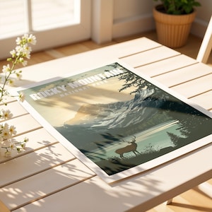 Rocky Mountain Poster Colorado Travel Print Rocky Mountain National Park Art Rocky Mountain Gift for Hikers National Park Traveler Gift