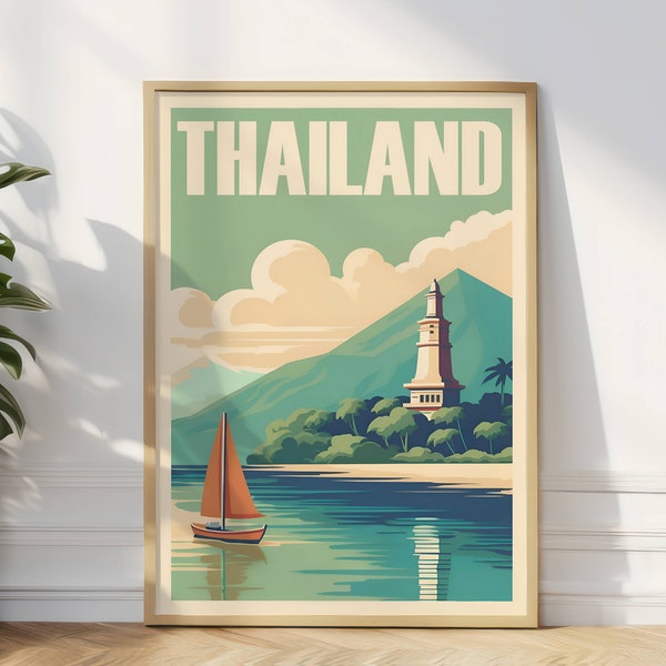 Thailand Travel Poster, Thai Beaches Poster, Exotic Wall Art, Thailand Digital Art, Thai Digital Print, Tropical Wall Decor For Travelers