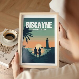 Biscayne Poster Florida Travel Print Biscayne National Park Art Biscayne Gift for Hikers National Park Traveler Gift Lighthouse Wall Art