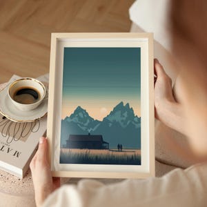 Grand Teton Poster Wyoming Reisedruck Grand Teton Nationalpark Kunst Nationalpark Reisender Geschenk Mormon Row Digitale Kunst Wandererpaargeschenk