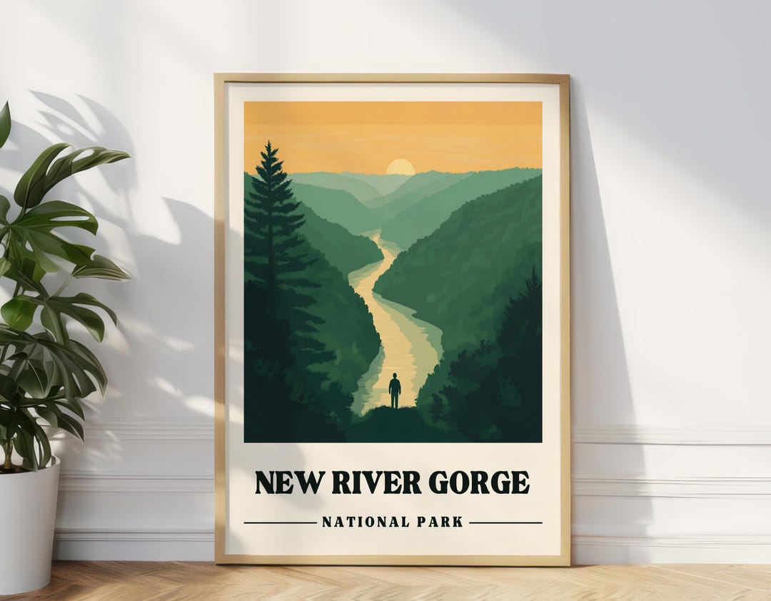 New River Gorge Vintage Travel Poster West Virginia Poster New River ...