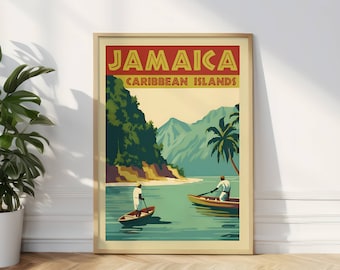 Jamaica Travel Poster, Island Printable Wall Art, Jamaican Paradise Poster, Tropical Beach Decor, Caribbean Wall Art, Jamaica Digital Art