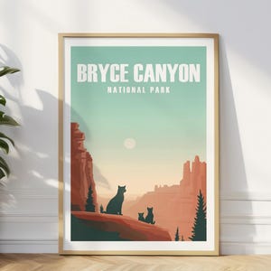 Bryce Canyon Poster Utah Travel Print Bryce National Park Art Bryce Gift for Hikers National Park Traveler Gift Sunrise Point Retro Wall Art