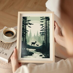 Hot Springs Poster Arkansas Travel Print Hot Springs National Park Art Deer Wall Art National Park Traveler Gift Deer and Baby Poster Art