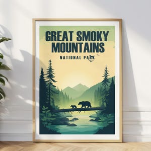 Great Smoky Mountains Poster Tennessee Reiseplakat Smoky Mountains Kunst Nationalpark Poster Great Smoky Mountains Geschenk Nationalpark