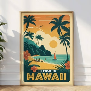 Hawaii-reisafdruk, decor strandliefhebbers, cadeau strandliefhebbers, stranddecor, zomerkunst, decor strandhuis, Kauai-cadeau, Hawaii Art Print cadeau