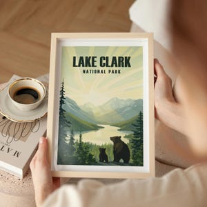 Lake Clark Poster Alaska Travel Print Lake Clark National Park Art Lake Clark Gift for Hikers National Park Traveler Gift Twin Lakes Print