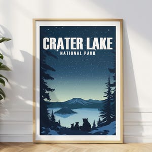 Crater Lake Poster Oregon Travel Print Crater Lake National Park Art Crater Lake Gift National Park Traveler Gift Wizard Island Wall Art