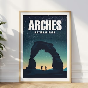 Arches Poster Reise Utah Druck Arches Nationalpark Kunst Arches Geschenk für Wanderer Nationalpark Reisegeschenk Zarte Arch Sternenwandkunst