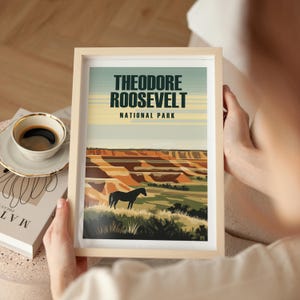 Theodore Roosevelt Poster North Dakota Travel Print Theodore Roosevelt National Park Art National Park Traveler Gift Painted Canyon Wall Art