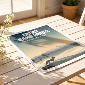 Great Sand Dunes Poster Colorado Travel Print Great Sand Dunes National Park Art Great Sand Dunes Gift Star Dune Retro Wall Art Colorado