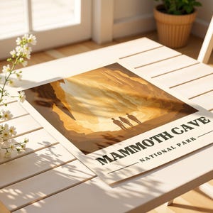 Mammoth Cave Travel Poster Kentucky Vintage Travel Print, Mammoth Cave Art Print Kentucky Hiker Gift, Mammoth Cave Digital Wall Art