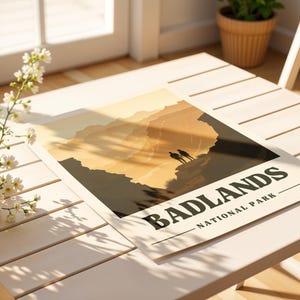 Badlands Travel Poster South Dakota Vintage Travel Print Badlands Art Print South Dakota Hiker Gift Pinnacles Overlook Digital Art Badlands