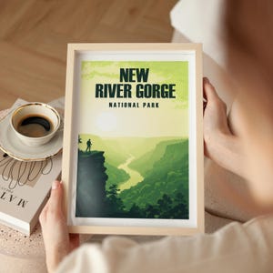 New River Gorge Poster West Virginia Travel Print National Park Wall Art New River Gorge Gift for Hikers Retro Hiking Art Endless Wall Trail