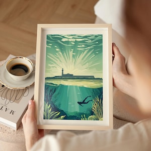 Dry Tortugas Poster Florida Travel Print Dry Tortugas National Park Art Scuba Diving Gift National Park Traveler Gift Fort Jefferson Poster
