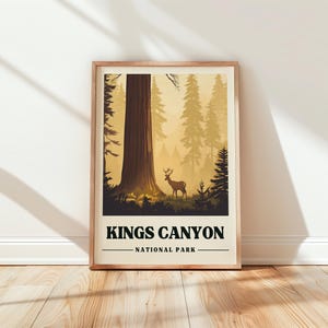 Kings Canyon Travel Poster California Vintage Travel Print Kings Canyon Gift Grant’s Grove Art Print California Camping Gift Kings Canyon