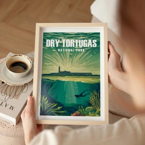 Dry Tortugas Poster Florida Travel Print Dry Tortugas National Park Art Scuba Diving Gift National Park Traveler Gift Fort Jefferson Poster