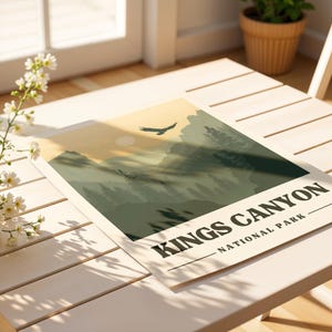 Kings Canyon Travel Poster California Vintage Travel Print | Kings Canyon Art Print California Hiker Gift | Eagle Wall Art Digital Download