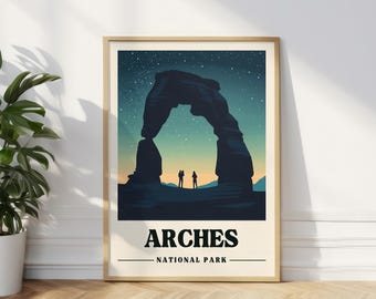 Arches National Park Utah Travel Poster Vintage Travel Print Arches National Park Utah Art Print Family Camping Gift Delicate Arch Artwork