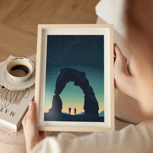 Arches Poster Travel Utah Druck Zarte Arch National Park Kunst Arches Geschenk für Wanderer National Park Reisegeschenk Sternennacht Wandkunst
