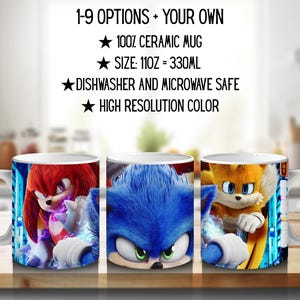 Sonic the Hedgehog, Sonic, Shadow, Knuckles, Tails, Dr. Eggman | 100% CERAMIC MUG, 11Oz = 330ml