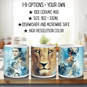 The Chronicles of Narnia: The Lion, the Witch and the Wardrobe, Aslan, Peter, Pevensie, Susan, Edmund, Lucy | 100% CERAMIC MUG, 11Oz = 330ml