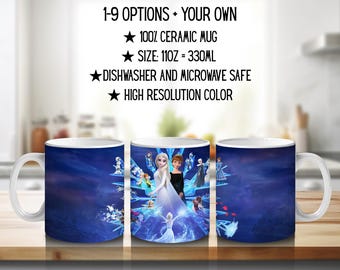 Frozen, Disney Pack, Olaf, Anna, Elsa, Swen, Arendalle | 100% CERAMIC MUG, 11Oz = 330ml