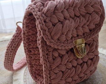 Crocheted backpack rose