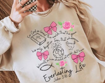 Christian Sweatshirt Comfort Colors Women's Christian Crewneck Bible Verse Faith Sweater Jesus Sweatshirt Coquette Christian Friend Gift