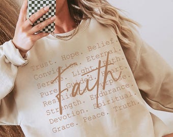 Christian Sweatshirt Comfort Colors Women's Christian Crewneck Bible Verse Faith Sweater Jesus Sweatshirt Trendy Christian Friend Gift
