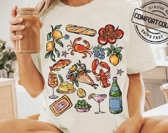 Lobster Shirt Comfort Colors Fisherman Aesthetic Crewneck Sardine Tee Nautical Trendy Coastal Foodie Gift Vacation T-shirt