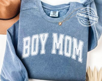 Comfort Colors Boy Mom Sweatshirt Baby Shower Gift Boy Mama Gift for New Mom Expecting Mom Gift Gender Reveal Gift Mothers Day Gift