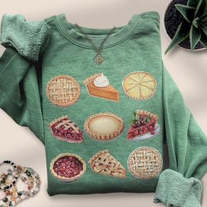 Fall Comfort Colors Pumpkin Pie Sweatshirt Thanksgiving Fall Sweater Funny Thanksgiving Crewneck Cute Thanksgiving Tshirt Fall Baking Shirt Light Green