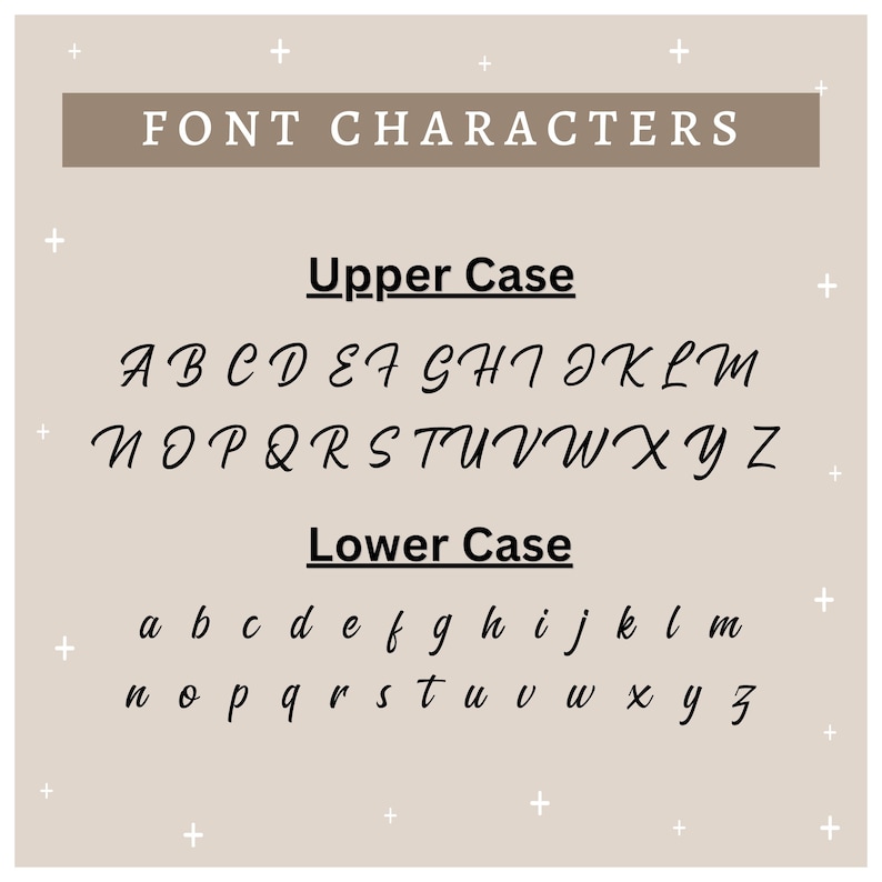 May include: A graphic showing the uppercase and lowercase letters of the alphabet in a handwritten font style. The letters are written in black ink on a beige background.