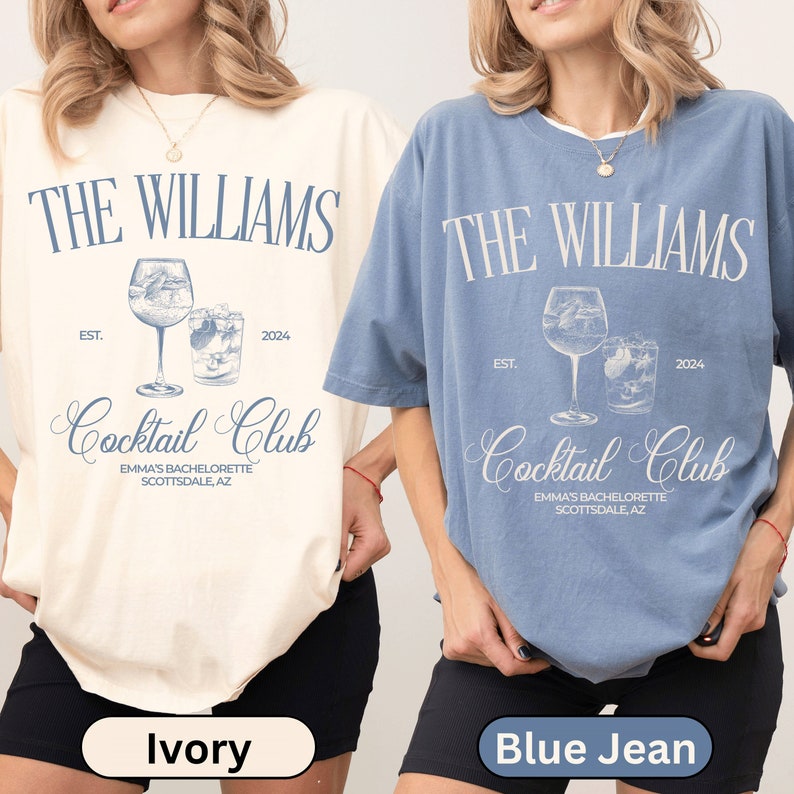 Comfort Colors Bach Party Favors Luxury Bachelorette Custom Social Club Ivory Tee Blue Jean Tee