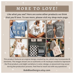 May include: A collage of different products featuring various designs. The products include a light blue t-shirt with a boot design, a white sweatshirt with a brown bow design, a gray t-shirt with the text "CRUISIN' The Brown's", a white t-shirt with a boot design, a black and white checkered blanket, and a white tote bag with a boot design.