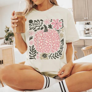 Cute Fall Comfort Colors Boho Pumpkin Tee for Thanksgiving Shirt Ivory Comfort Colors Thanksgiving Tee
