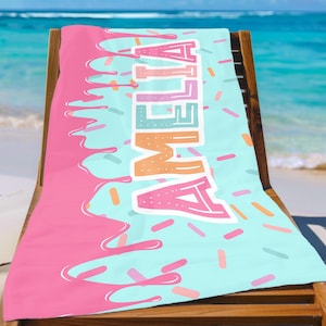 Personalized Girl Name Gift for Tween Custom Pool Towel Cute Drip Gift Personalized Girl Beach Towel Gift